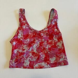Fleo Wrap Crop Tank - Fitted Heather Watermelon Wave M